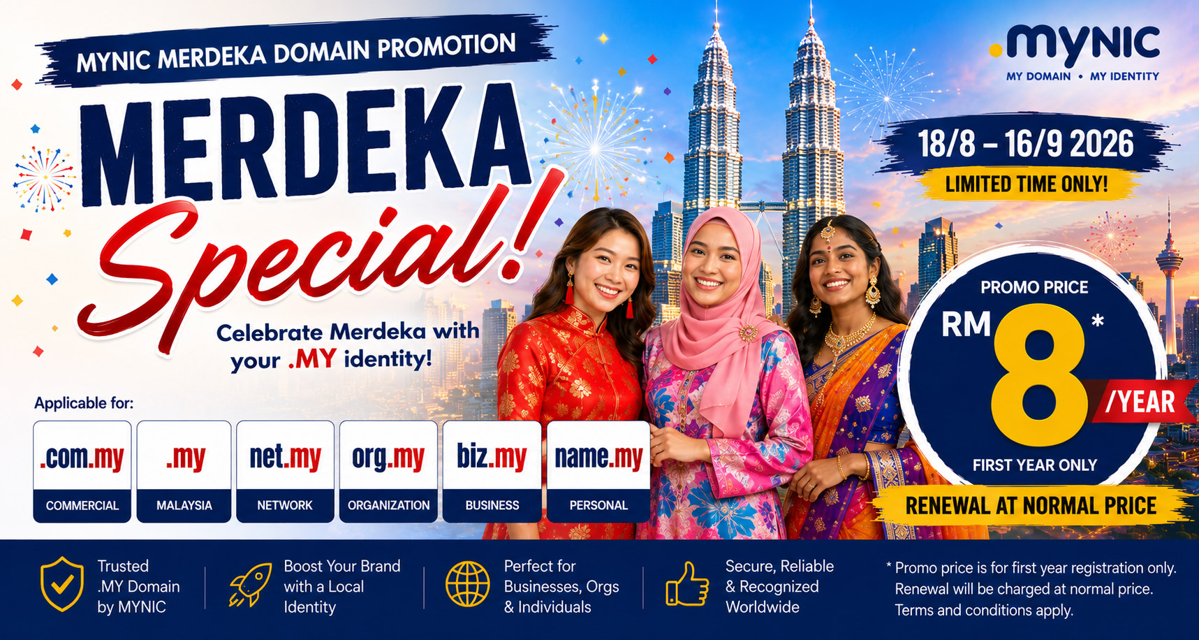 MYNIC Merdeka domain promotion for .MY domains