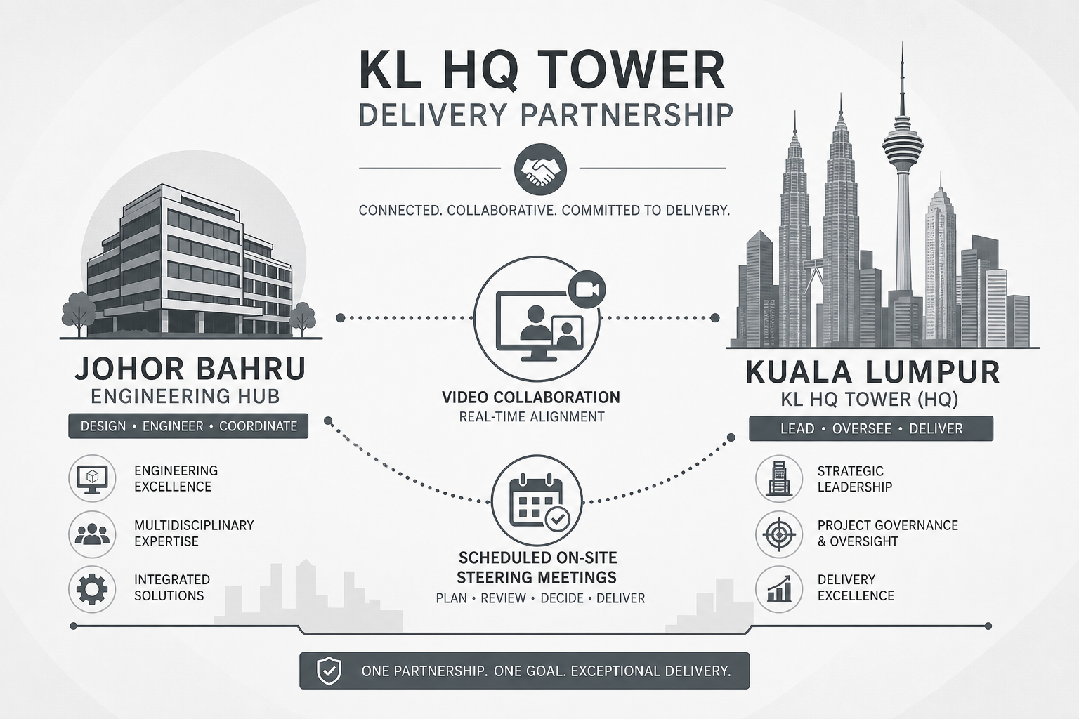 Xantec delivery to Kuala Lumpur tower HQs—scheduled on-site steering workshops and remote engineering from our JB hub