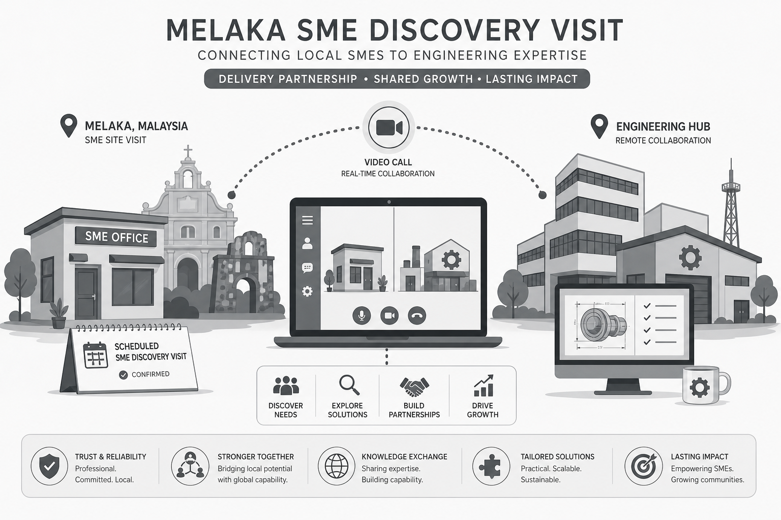 Xantec scheduled Melaka discovery visits and remote engineering for SME tourism and retail clients